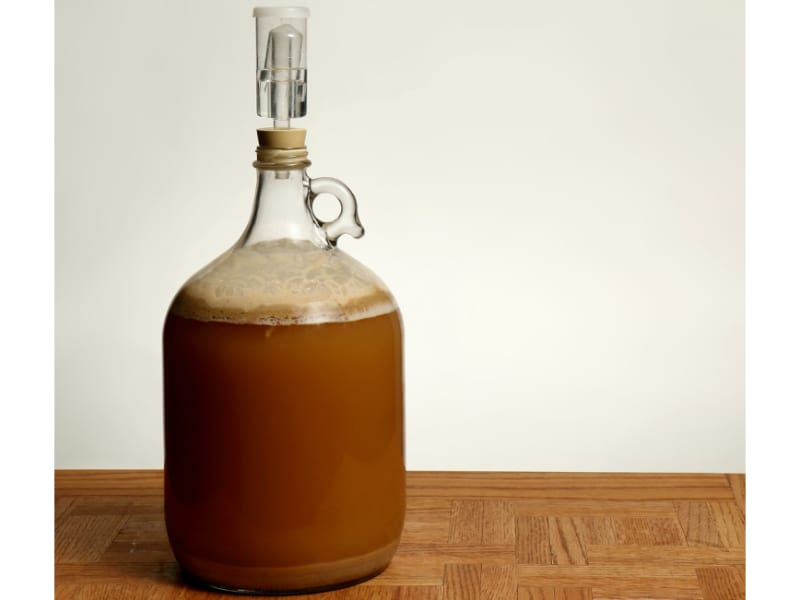 One-gallon mead during fermentation
