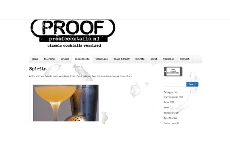 Proof Cocktails website