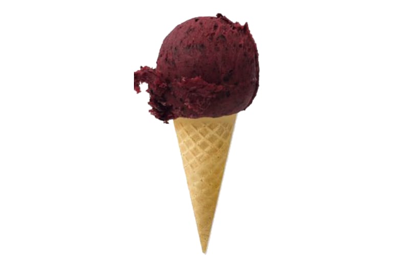 Purple Door Blackberry Brandy Sorbet on a cone