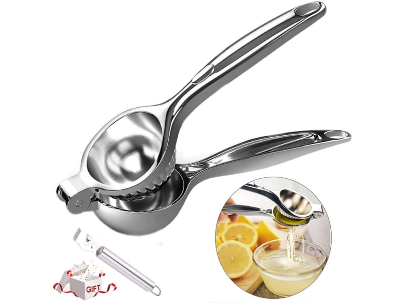 Rasse Lemon Squeezer with fresh lemon being squeezed on the side