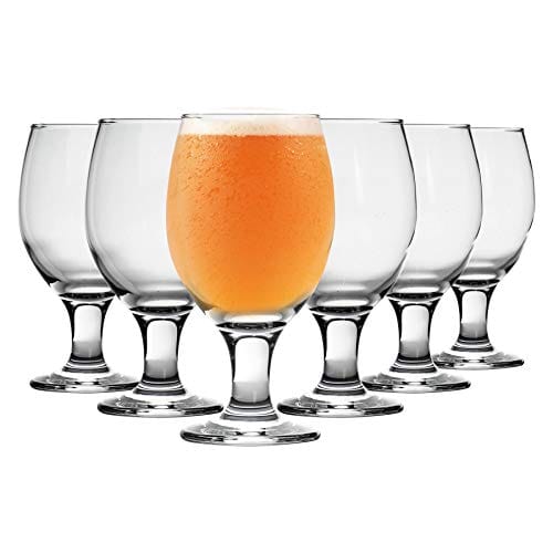 6x 400ml (13.5oz) Classic Tulip Beer Glasses Set - Classic Style Glass for Real Ale and IPA - Stemmed Snifter Drinking Lager Glass - By Rink Drink