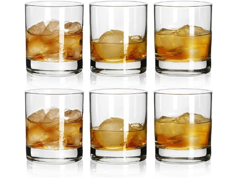 Rock Style Old Fashioned Whiskey Glasses with liquor