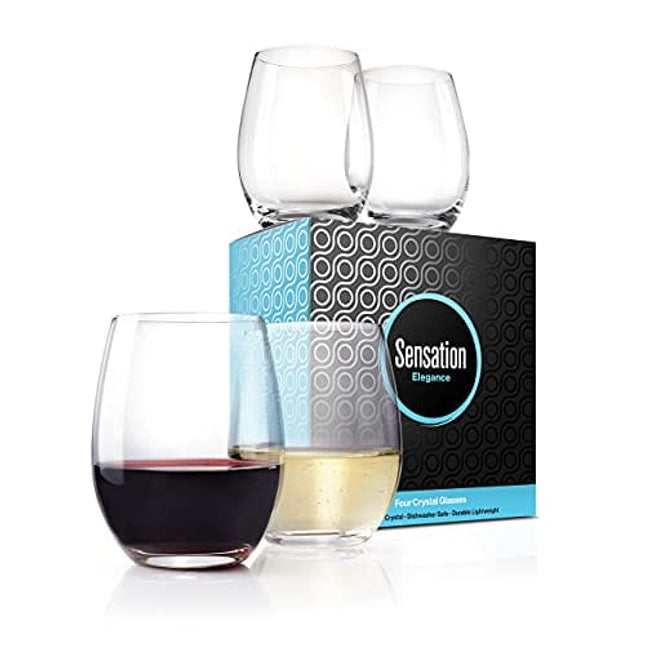 ColoVie Wine Glasses Set of 6,Colored, Stemless,Colorful Short  Tumbler,Unique Glass Cups,Versatile Drinking Glasses,Multi-Color,Red White  Wine,Cocktail,Gifts for Women,Birthday,Party,13.5oz - colovie