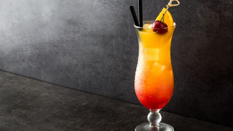 Sex on the Beach cocktail with orange and raspberry
