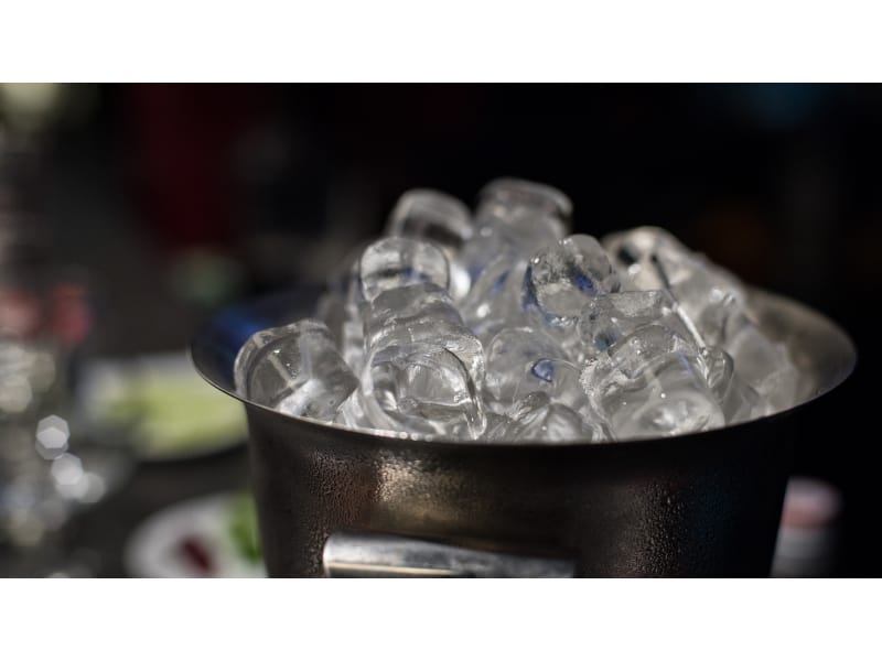 Stainless steel ice bucket with ice