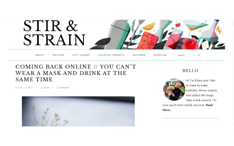 Stir and Strain website