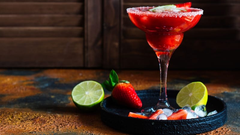 Strawberry daiquiri with fresh lemon and lime