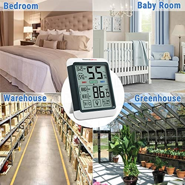  LIORQUE Hygrometer Indoor Thermometer, Room Humidity Gauge with  Temperature, Digital Temperature and Humidity Monitor with Min and Max  Records Indicator for Home Garage Greenhouse Wine Cellar : Patio, Lawn &  Garden