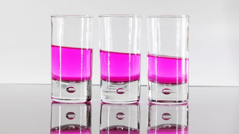 Three servings of purple rain shot