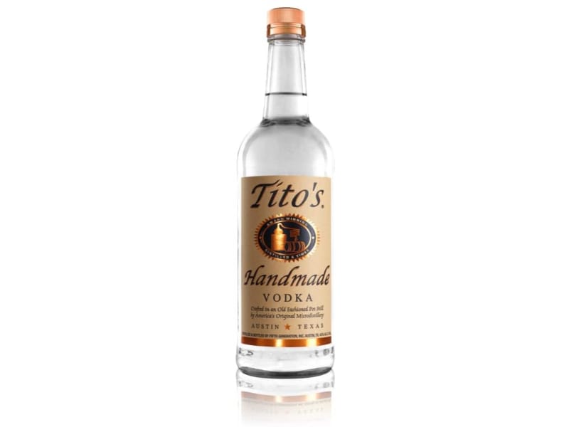 A bottle of Tito’s Handmade Vodka