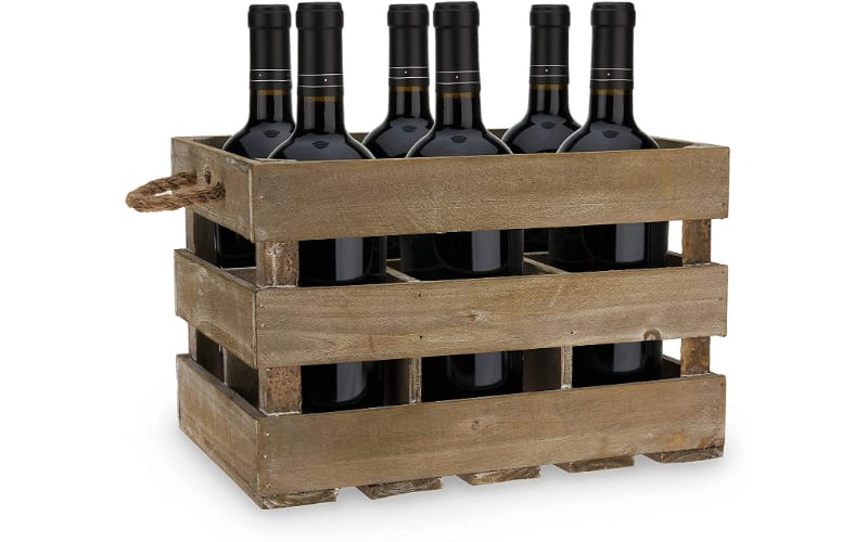 Twine 4281 Wood Wine Holder with wine bottles