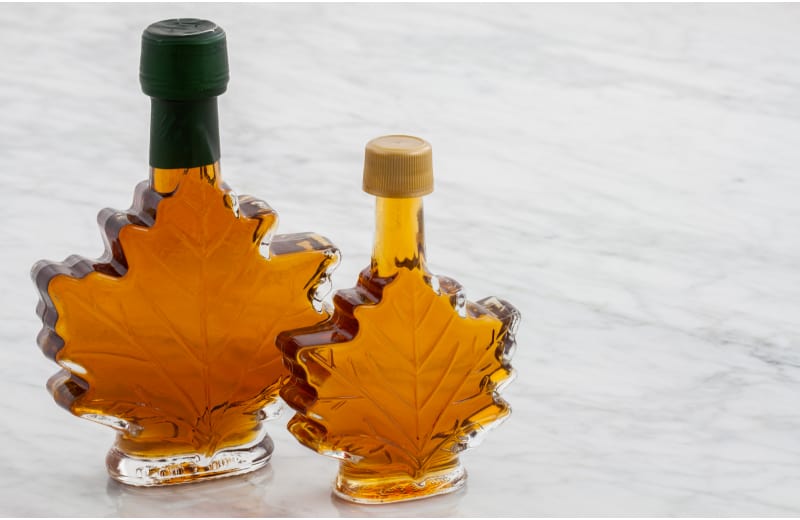 Two bottles of delicious maple syrup