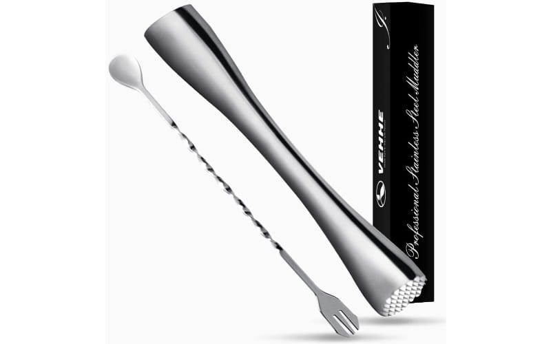Vehhe stainless steel muddler with a bar spoon and gift box