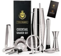 Vinobravo Boston Cocktail Shaker set with other bar tools and a gift box