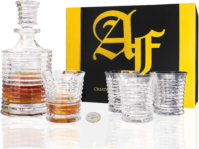 Whiskey Decanter Gift Set “Pier” 5-Piece with a gift box