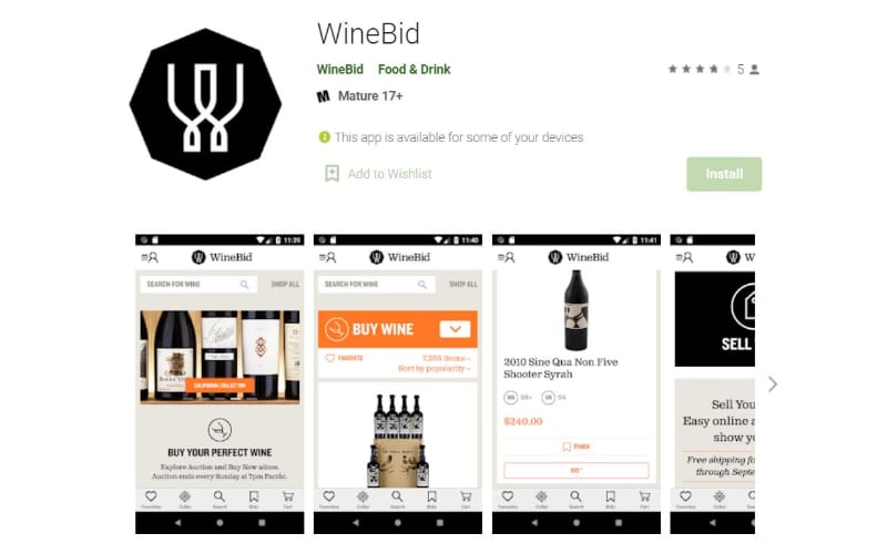 WineBid best wine apps