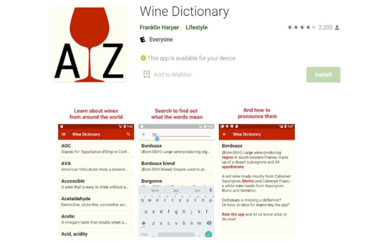 Wine Dictionary App