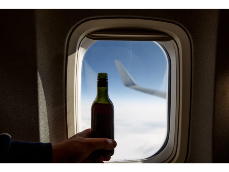 wine bottle on airplane