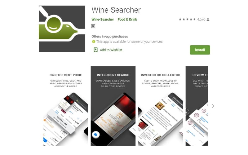 Wine Searcher app