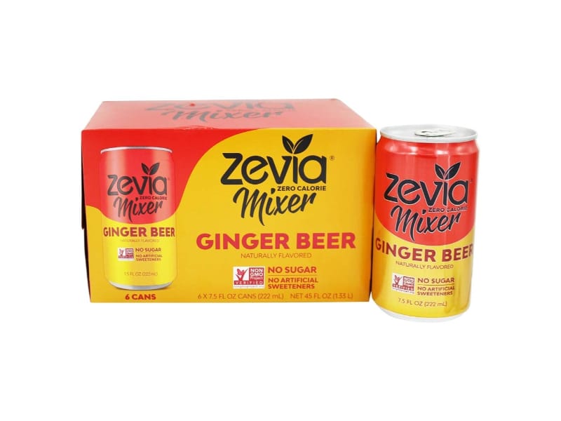 A pack of Zevia ginger beer
