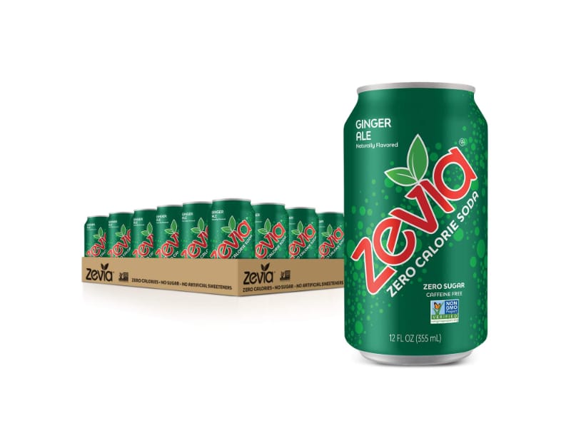 A pack of Zevia ginger ale