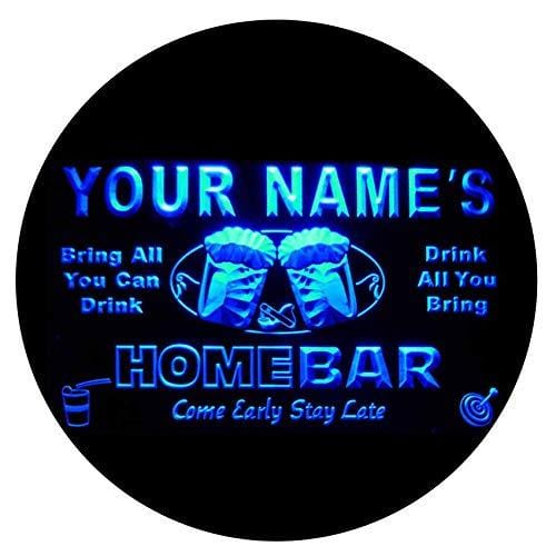 p-tm-b Name Personalized Custom Home Bar Beer Neon Light Sign Blue