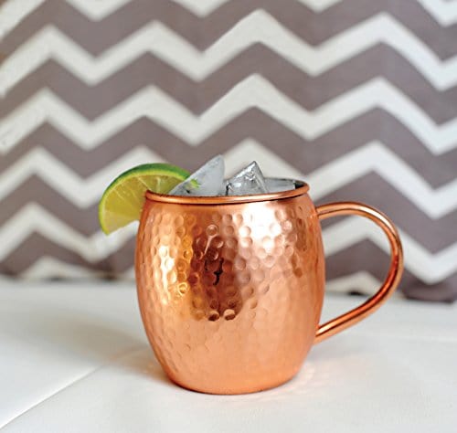 Alchemade 100% Pure Hammered Copper 16 Oz Barrel Mug For Moscow Mules, Mint Juleps, & All Other Cocktails - Made to Last a Lifetime Without Tarnishing