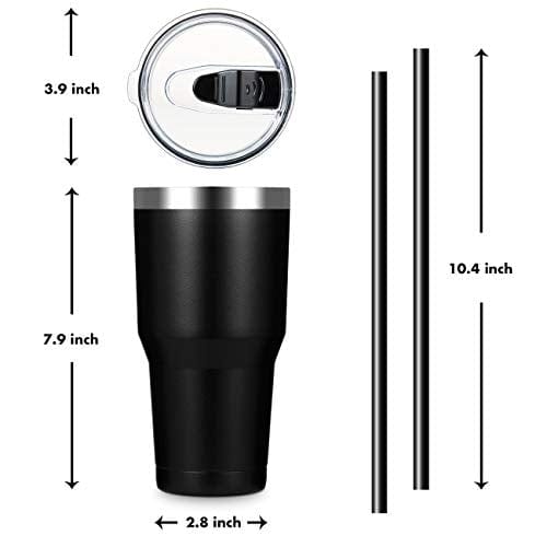 ALOUFEA 30oz Stainless Steel Tumbler, Insulated Coffee Tumbler Cup with Lid and Straw, Double Walled Travel Coffee Mug for Hot & Cold Drinks (Black, 1 Pack)