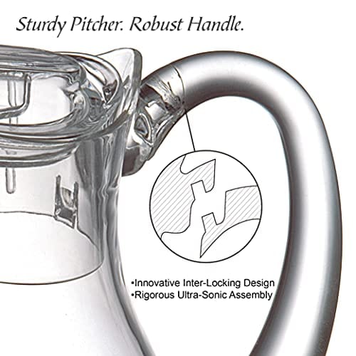 Amazing Abby - Quadly - Acrylic Pitcher (64 oz), Clear Plastic Pitcher with Lid, BPA-Free and Shatter-Proof, Great for Iced Tea, Sangria, Lemonade, and More