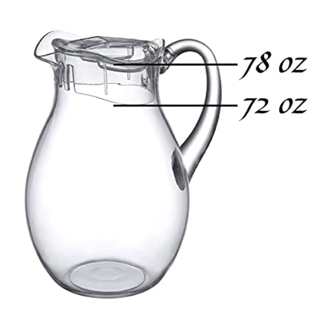 MosJos Acrylic Pitcher (72 oz), Clear Plastic, Water Pitcher with Lid,  Shatterproof, BPA-Free Clear Pitcher, Ideal for Sangria, Lemonade, Juice,  Iced