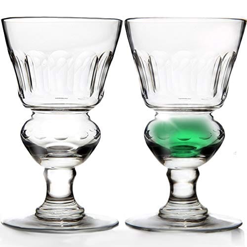 Absinthe Set - Glass Pearl Bubble Fountain Dripper with 2 Spouts, Absinthe Dripper Set, Complete with 2 Reservoir Pontarlier Glasses and Sugar Spoon Set