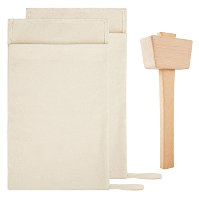 Eparé Lewis Bag & Ice Mallet - Manual Ice Crusher Wooden Hammer - Canvas  Crushing Bag - Crushed Ice Bar Cocktails - Bartender & Kitchen Tools Kit