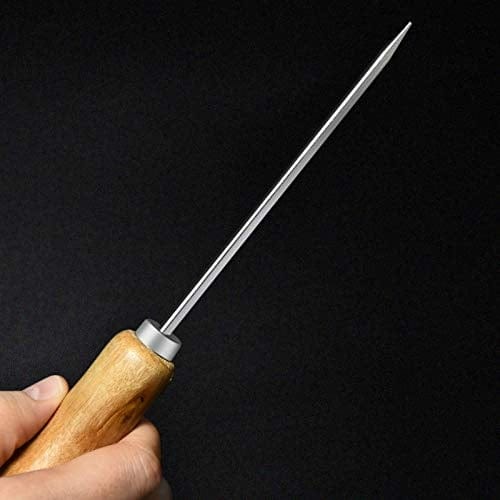 AQUEENLY Stainless Steel Ice Pick with Safety Wooden Handle for Kitchen, Bar, 8.6 Inches, 3 PCS