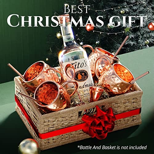 B. WEISS [CHRISTMAS GIFT SET] Moscow Mule Mugs Set+| SHOT GLASS| STRAWS| COASTERS| SPOON | Set Of 4 Pure copper Cups,16 Oz HANDCRAFTED-Premium Quality