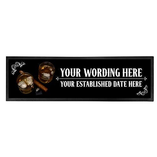 Bang Tidy Clothing Personalized Bar Runner Mat - Novelty Beer Gifts for Home Bars - Whiskey Cigar