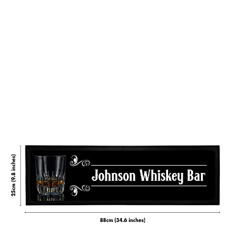 Bang Tidy Clothing Personalized Bar Runner Mat - Novelty Beer Gifts for Home Bars - Whiskey Glass