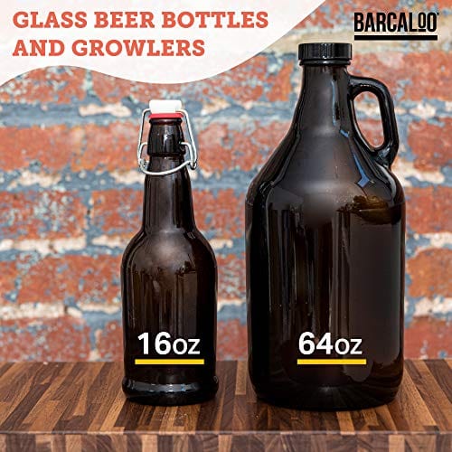 16oz Amber Glass Beer Bottles for Home Brewing - 12 Pack with Flip Caps