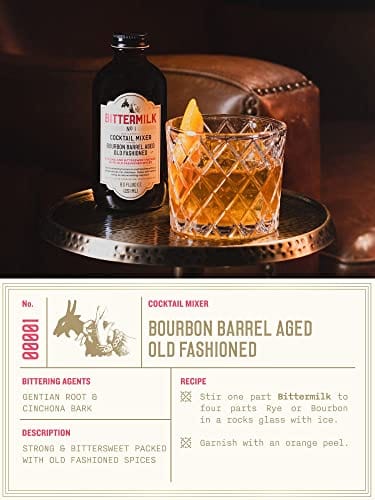 Bittermilk Bestselling Whiskey Bundle - No 1 & No 3 - Bourbon Barrel Aged Old Fashioned Mix & Smoked Whiskey Sour Mix - Makes 34 Cocktails