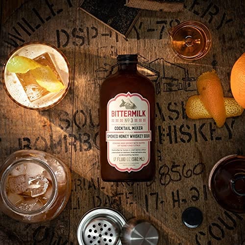 Bittermilk Bestselling Whiskey Bundle - No 1 & No 3 - Bourbon Barrel Aged Old Fashioned Mix & Smoked Whiskey Sour Mix - Makes 34 Cocktails