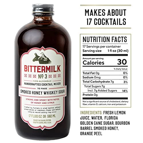 Bittermilk Bestselling Whiskey Bundle - No 1 & No 3 - Bourbon Barrel Aged Old Fashioned Mix & Smoked Whiskey Sour Mix - Makes 34 Cocktails