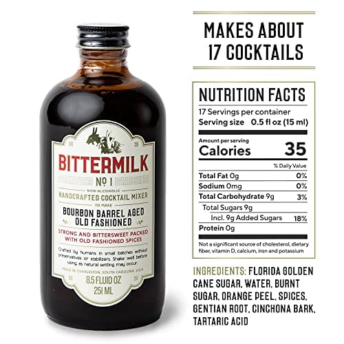 Bittermilk Bestselling Whiskey Bundle - No 1 & No 3 - Bourbon Barrel Aged Old Fashioned Mix & Smoked Whiskey Sour Mix - Makes 34 Cocktails