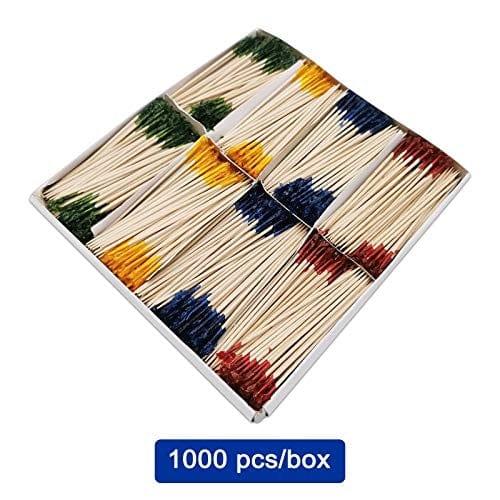 BLUE TOP Wood Frill Picks Toothpicks 4 Inch Pack 1000,Cocktail Party Toothpicks for Fruit,Appetizers,Club Sandwiches,Parties.