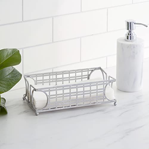 Boston International New York Art Deco Stripes Guest Towel Holder Caddy, 8.75 x 4.75-Inches, Silver Foil