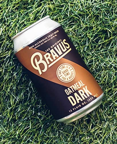 Bravus Oatmeal Dark NA Craft Brew - 24 Pack x 12 Fl Oz Cans - Low-Calorie, GABF Silver Medal Winner