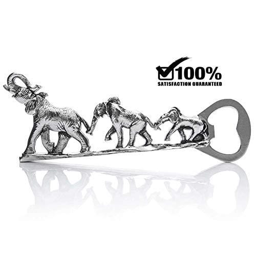 Elephant Bottle Opener, Unique Elephant Gifts for Men, Women (Silver)