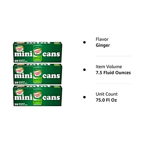 Canada Dry Ginger Ale - 10pk/7.5 fl oz Mini Cans, total 30 cans