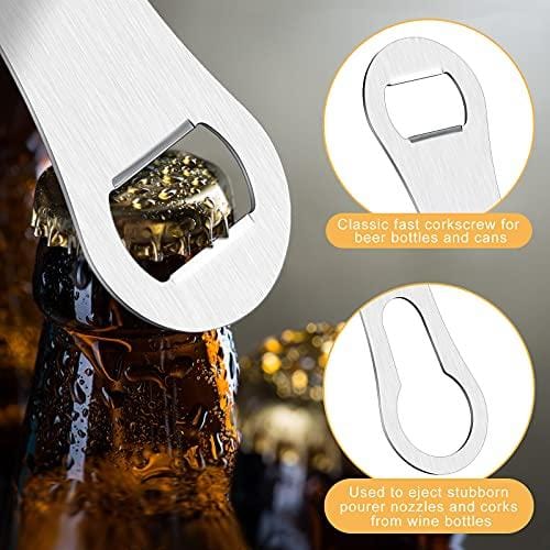 2 Pieces V Rod Bottle Opener and Pour Spout Remover Flat Metal Bar Speed Key Opener Stainless Steel Dog Bone Wine Bottle Opener for Bartenders Home Kitchen (Silver)