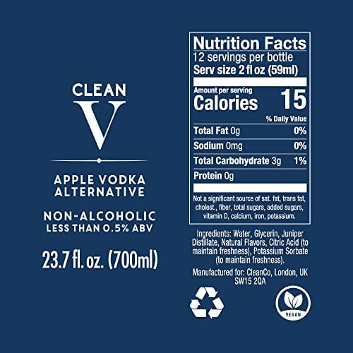 CleanCo Clean V - Non-Alcoholic, Low Calorie | No Sugar, No Sweeteners | Vodka Alternative | Vegan, Gluten-free, 70cl | Gift Set