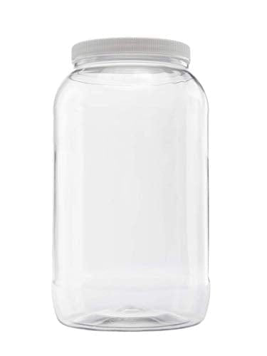 CLEARVIEW CONTAINERS 128 OZ Jar with Lid - Clear Plastic Jar with lid Leak proof Fresh seal lined ribbed cap Gallon Storage Container - 1 Pack