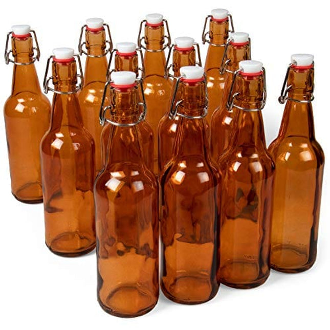 32 oz Clear Glass Bottles with Air Tight Lids,Easy Cap Bottles for Beer and  Home Brewing,Glass Kombucha Bottles with Stoppers,Swing Top Bottles for  Beverages 8 Pack …